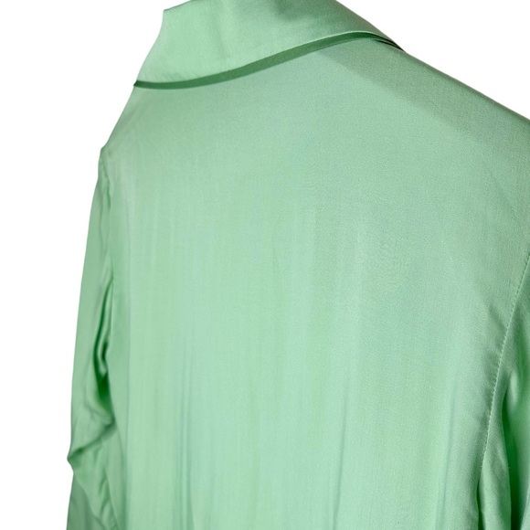 Sleeper Luxury Pajama Top Size XS Button Front Long Sleeve Mint Green Oversized - Picture 4 of 15